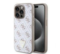 Aizmugurējais Vāciņš Guess - Guess Pu Leather 4g Triangle Metāls Logo Case For Iphone 15 Pro White