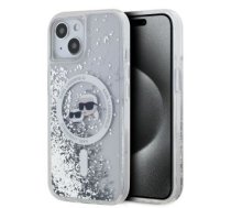 Aizmugurējais vāciņš Karl Lagerfeld - Karl Lagerfeld Liquid Glitter Karl and Choupette Heads MagSafe Case for iPhone 15 Transparent