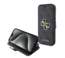 Aizmugurējais Vāciņš Guess - Guess Pu Leather 4g Metāls Logo Book Case For Iphone 15 Grey