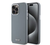 Aizmugurējais Vāciņš Dkny - Dkny Liquid Silicone Silver Metāls Logo Magsafe Case For Iphone 15 Pro Max Grey