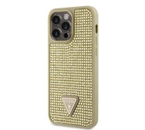 Aizmugurējais Vāciņš Guess - Guess Rhinestones Triangle Metāls Logo Case For Iphone 14 Pro Max Gold