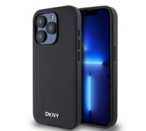 Aizmugurējais Vāciņš Dkny - Dkny Pu Leather Silver Metāls Logo Magsafe Case For Iphone 15 Pro Max Black