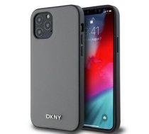 Aizmugurējais Vāciņš Dkny - Dkny Pu Leather Silver Metāls Logo Magsafe Case For Iphone 12/12 Pro Grey