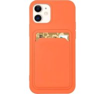 Hurtel Card Case Silikons Futlāris Maks Ar Kabatu dokumentu kartei Priekš Iphone 13 Pro Oranžs