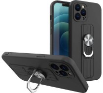 Hurtel Ring Case Silikons Futlāris Ar Rokturi Pirkstu Un Statīvu Priekš Samsung Galaxy S22+ (s22 Plus) Melns