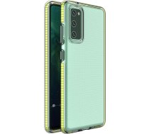 Hurtel Spring Case Vāks Gēla Futlāris Ar Krāsainu Rāmi Priekš Samsung Galaxy S21 Ultra 5g Dzeltens