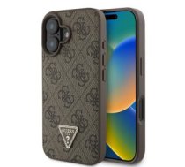 Aizmugurējais Vāciņš Guess - Guess Pu 4g Strass Triangle Metāls Logo Case For Iphone 16 Brown