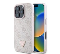 Aizmugurējais Vāciņš Guess - Guess Pu 4g Strass Triangle Metāls Logo Case For Iphone 16 Pro Pink