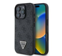 Aizmugurējais Vāciņš Guess - Guess Pu 4g Strass Triangle Metāls Logo Case For Iphone 16 Pro Max Black