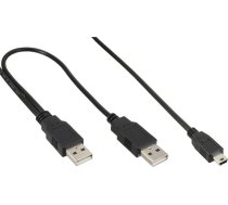 Kabelis Usb Inline 2x Usb-a - Miniusb 1 M Melns (33107x)