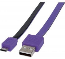 Kabelis Usb Manhattan Usb-a - Microusb 1 M Violets (391368)