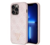 Aizmugurējais Vāciņš Guess - Guess Pu 4g Strass Triangle Metāls Logo Case For Iphone 15 Pro Pink