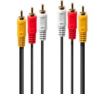 Kabelis Lindy Rca (cinch) X3 - Rca (cinch) X3 1m Melns (35690)