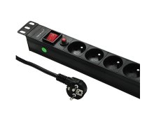 Power strip for RACK 19cali | 1U | 6A | PDU 6xSCHUKO | 2m