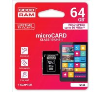 Memory Card Microsd 64gb Cl10 Uhs I + Adapteris