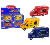 Car Rescue Vehicle Police Fire Brigade Friction Drive 3 Models