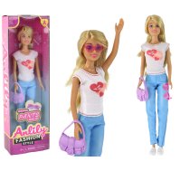 Anlily Children's Doll Long Blonde Hair Handbag Glasses White Blouse