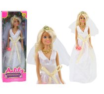 Anlily Doll In Wedding Dress Bride Bouquet Crown Necklace