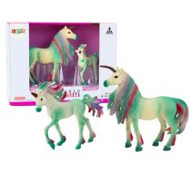 Collectible Figurines Unicorn with Little Green 2 pcs