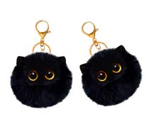 Plush Cat Keychain Ornaments Eyes Ears Black