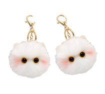 Plush Cat Keychain Ornaments Eyes Ears White