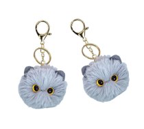 Plush Cat Keychain Ornaments Eyes Ears Gray