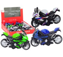 Sports Motorcycle with Friction Drive 3 Colors White Green Blue