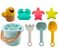 Sand Bucket Set Shovel Rake Strainer Moulds Pastel