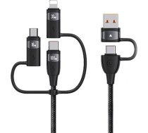 Kabelis Usb Usams Kabelis Usams Us-sj646 U85 Usb-a+usb-c/usb-c, Lightning, Microusb 6in1 2m 100w Pd Fast Charge Melns/black