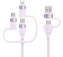 Kabelis Usb Usams Usams Kabelis U85 2xusb-c/usb/micro-usb/ Lightning 6in1 1,2m 100w Pd Fast Charge Violets/purple Sj645usb02 (us-sj645)