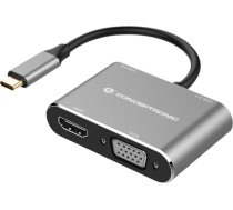 Adapteris Av Conceptronic Conceptronic Dock Usb-c->hdmi,vga,usb3.0,100wpd     0.15m Gr