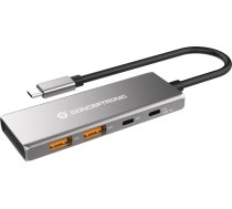 Adapteris Av Conceptronic Conceptronic Dock Usb-c->2xusb-c,2xusb-a,100wpd O.n.0.25m Gr