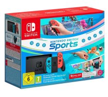 Nintendo Switch console (with Neon Red and Neon Blue Joy- Con) + Nintendo Switch Sports + Online 12 Month Subscription