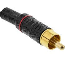 Inline Inline® Rca Metāls Male Plug For Soldering, Black, Red Ring, For 6mm Cable