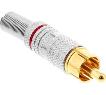 Inline Inline® Rca Metāls Male Plug For Soldering, Silver, Red Ring, For 6mm Cable