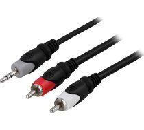 Kabelis Deltaco Jack 3.5mm - Rca (cinch) X2 1m Melns (deltaco Mm-139 - AudioKabelis - 1 M)