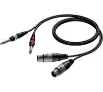 Kabelis Procab Jack 6.3mm X2 - Xlr X2 1.5m Melns (cab707/1.5)