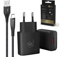 Lādētājs Extralink Extralink Smart Life Set01 Cable + Charger: 15w 5v 3a, Usb-usb-c, 200cm / 12w 5v 2.4a (black)