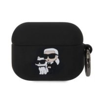 Aizmugurējais vāciņš Karl Lagerfeld - Karl Lagerfeld 3D Logo NFT Karl and Choupette Silicone Case for AirPods Pro Black