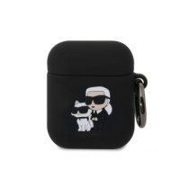 Aizmugurējais vāciņš Karl Lagerfeld - Karl Lagerfeld 3D Logo NFT Karl and Choupette Silicone Case for AirPods 1/2 Black