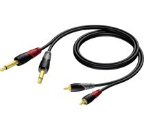 Kabelis Procab Jack 6.3mm X2 - Rca (cinch) X2 1.5m Melns (cla631/1.5)