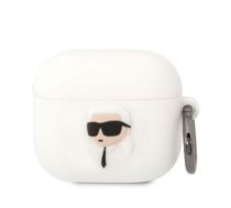 Aizmugurējais vāciņš Karl Lagerfeld - Karl Lagerfeld 3D Logo NFT Karl Head Silicone Case for AirPods 3 White