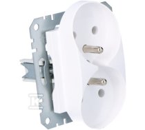 Double socket with earthing, for frames, white ASFORA