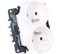 Double power socket with ground for multiple frames, screw terminals, without contact shutter - white color, NILOE STEP