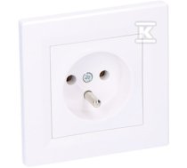 Single socket with earthing, white ASFORA