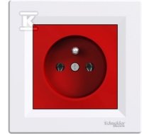 Single red and white ASFORA socket with earthing