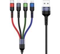 Kabelis Usb Usams Usb-a - Usb-c + Microusb + 2x Lightning 0.35 M Melns (63754-universāls)