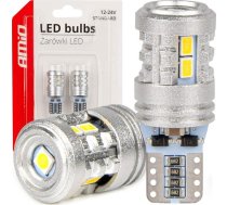 Amio Spuldzes Led Standard T10 W5w 6x3020 + 1x3030 Smd White 12v 24v Amio-03718