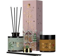 Alkotest Hiskin_set Aromātiskas Ziemassvētki Difuzors Aromatizēts Apelsīnu Kanēļa 80ml + Dabiskā Svece Sojowa Maģisks Mežs 100ml