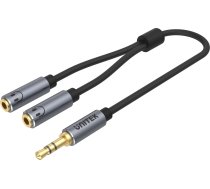 Kabelis Unitek Jack 3.5mm - Jack 3.5mm X2 0.2m Melns (y-c956abk)